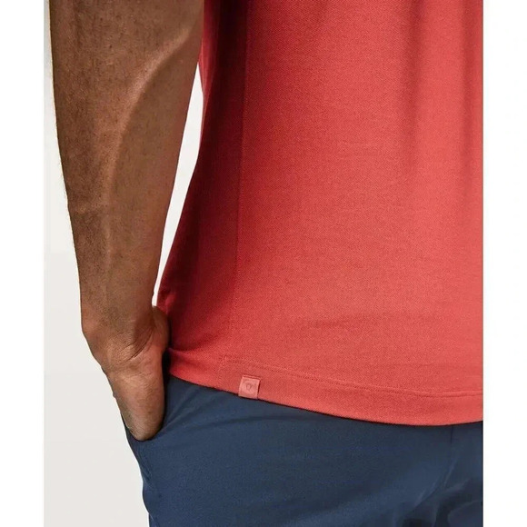 Lululemon Tech Pique Vermillion Salmon Performance Golf Polo Shirt~ Small - Picture 2 of 12